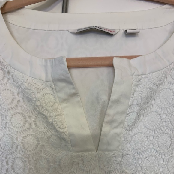 ISAACMIZRAHILIVE: BEAUTIFUL WHITE LACE OVER LAY MIDI DRESS. ABOVE KNEE. LARGE - Picture 2 of 6